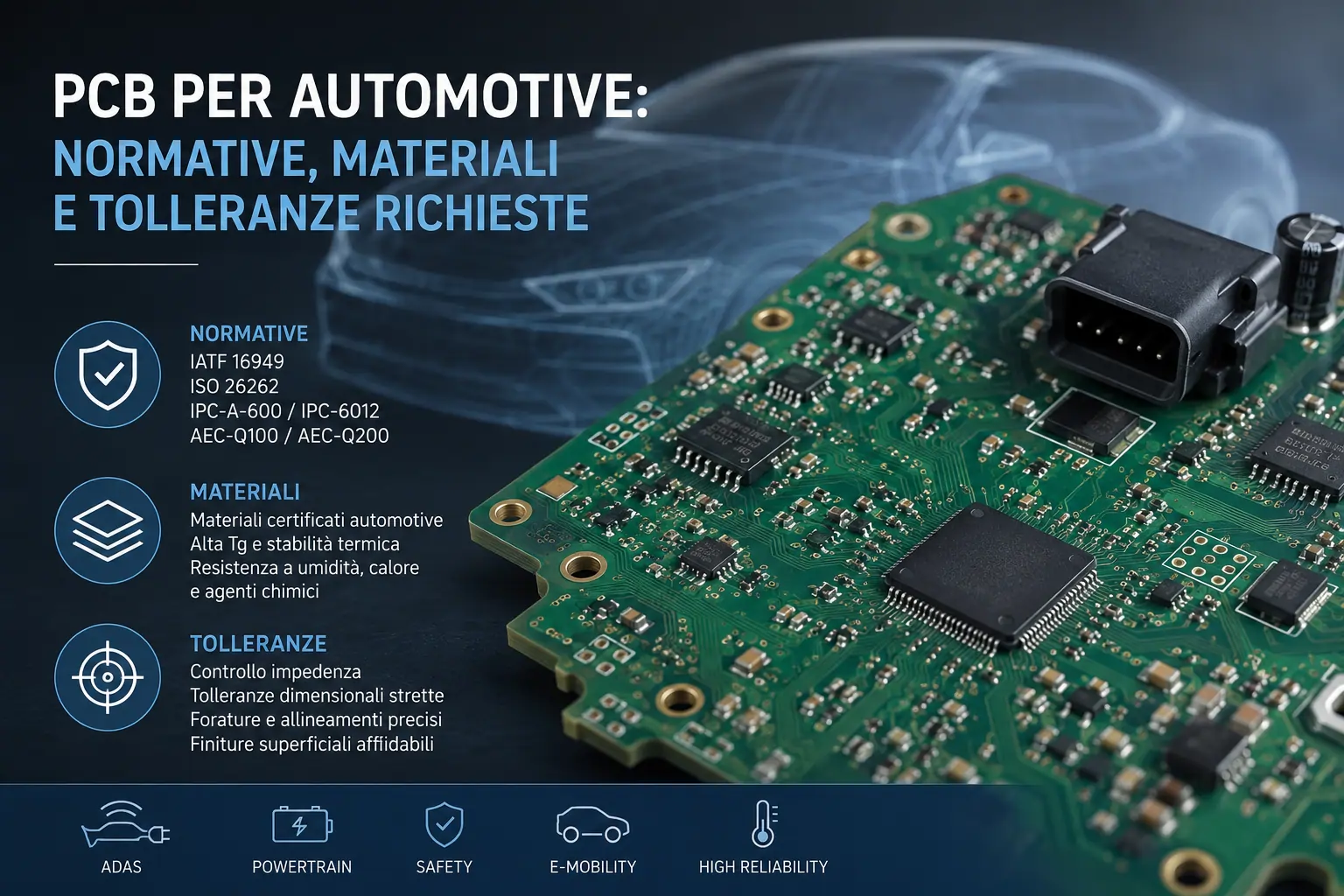 PCB automotive multilayer con componenti SMD
