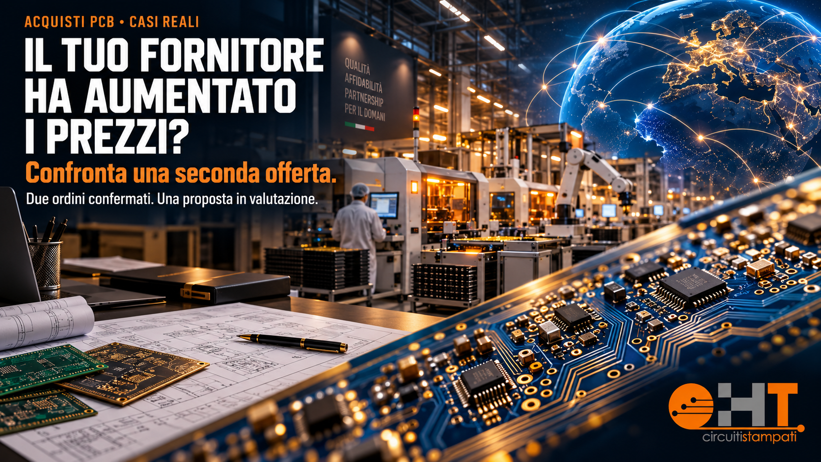 Circuiti stampati, produzione elettronica e rete globale con invito a confrontare una seconda offerta PCB.